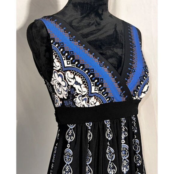 Connected Sleeveless Tank Dress, Bright Blue and Black, Empire Waist, Size 4P - Picture 6 of 10
